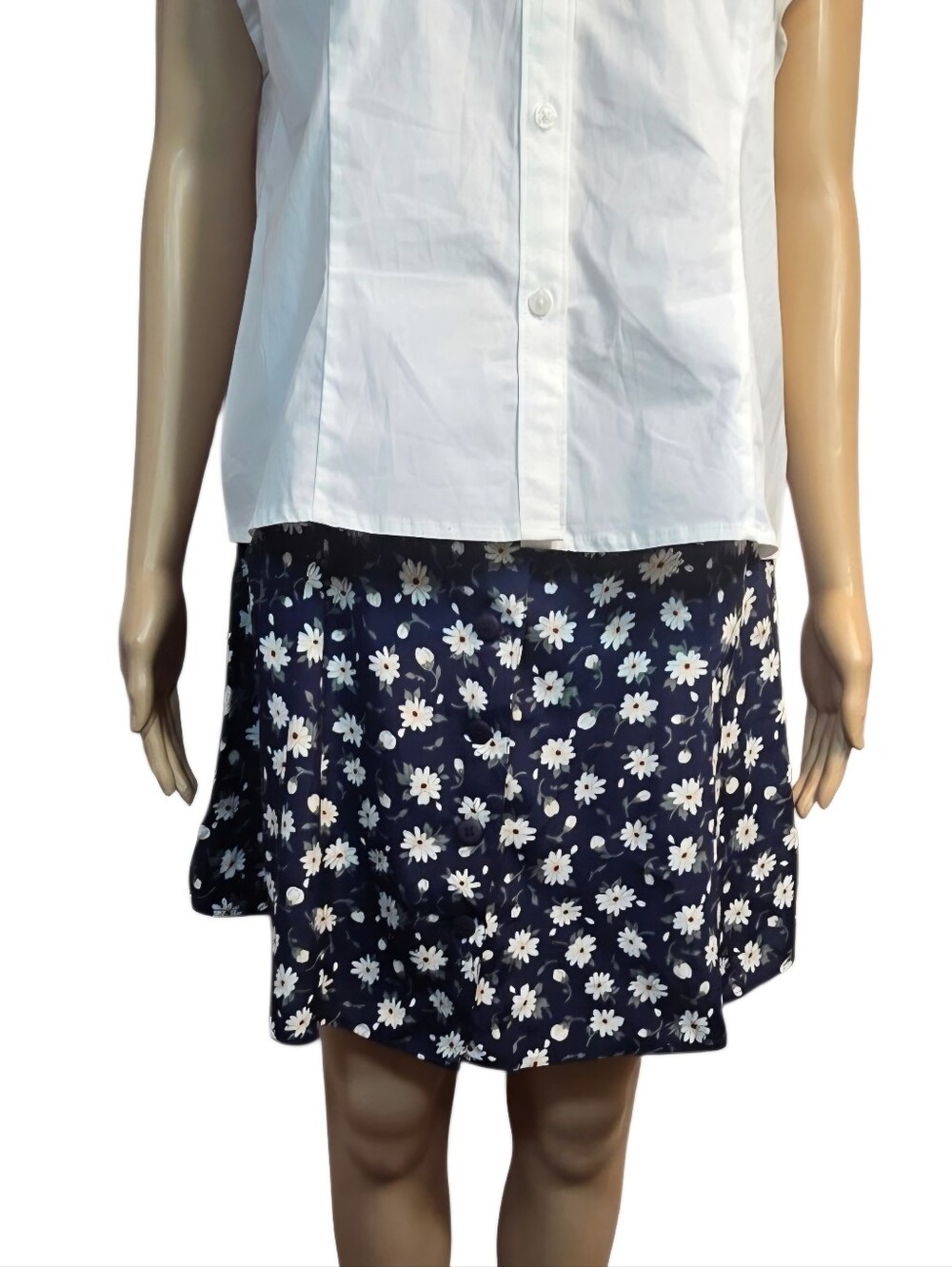 Compagnie Internationale Express Skirt Vintage Floral Navy Women Skirt Size 8